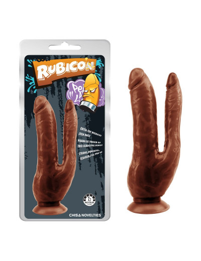 Коричневый анально-вагинальный фаллоимитатор Dark Magic Dual Penis - 19,5 см.