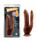 Коричневый анально-вагинальный фаллоимитатор Dark Magic Dual Penis - 19,5 см.