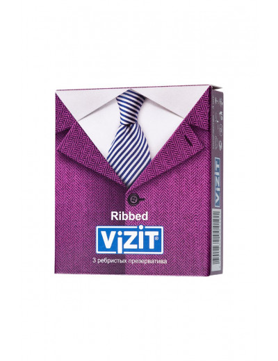 Ребристые презервативы VIZIT Ribbed - 3 шт.