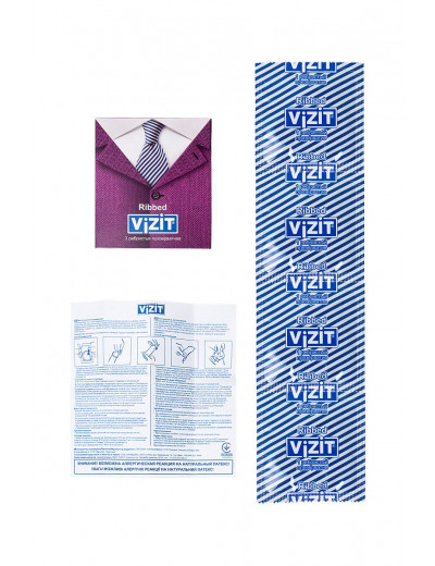 Ребристые презервативы VIZIT Ribbed - 3 шт.