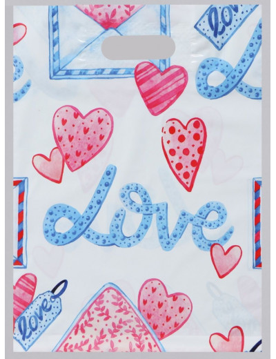 Полиэтиленовый пакет Love с усиленной ручкой - 31 х 40 см.