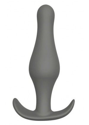 Серый удлиненный анальный стимулятор PLUG WITH T-HANDLE - 15,6 см. 