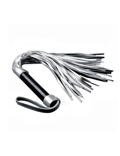 Серебристая плетка Struggle My Flogger с черной ручкой - 45 см.