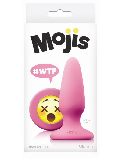 Розовая силиконовая пробка среднего размера Emoji WTF - 10,2 см.